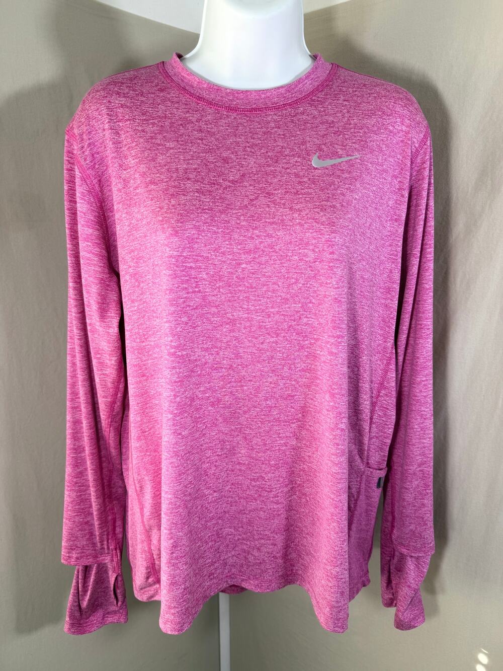 Nike Element Crew Womens Running Shirt L Active Fuchsia Pink Dri-FIT Pullover